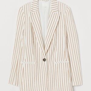 H&M Single-breasted Blazer Camel/white striped size 12